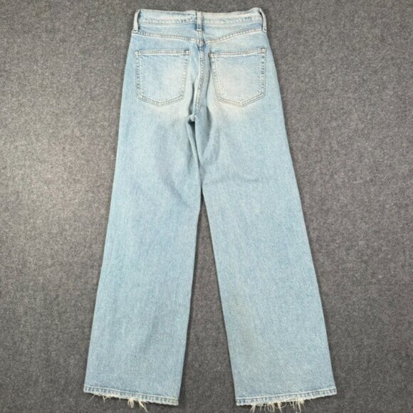 AYR Secret Sauce Comfort Stretch Wide Leg Jeans Light Wash Distressed Sz 25S Lux - Picture 2 of 14